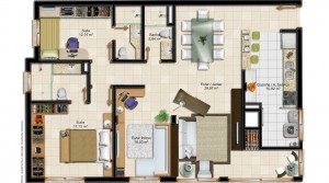 Tipo 2 e 3 - Planta Living Estendido